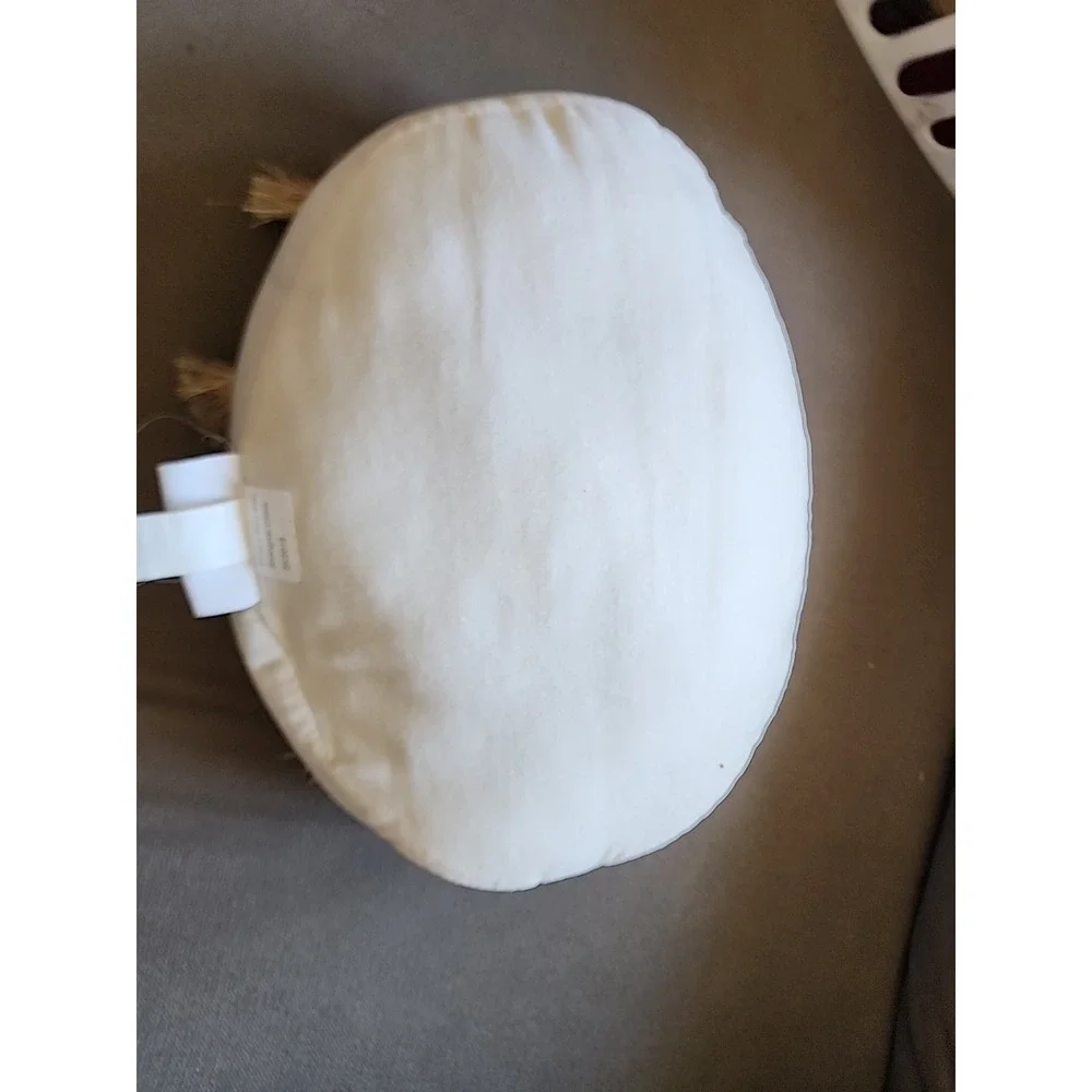 Pottery Barn Kids Emily & Meritt White Decorative Cat Pillow Gold Tassels Kitten